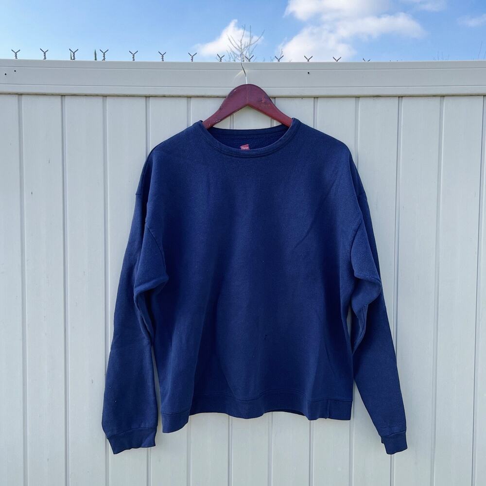 Hanes Premium Navy Blue Crewneck Sweatshirt Size Large
